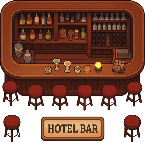 hotel bar top view.
In-Game asset