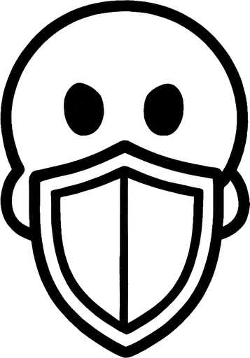 White simple circular enemy seen from above, black outline. Black eyes, with a single shield in-font of it. Black and white only