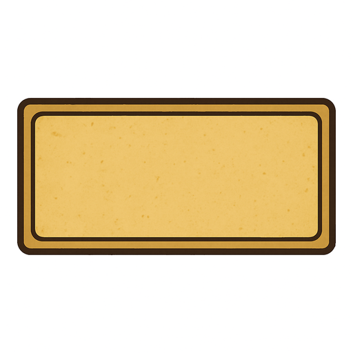 dikdörtgen olsun içi notsarjik rengde olsun buton olarak kullanılacak genişliği uzun hiç bir yazı içermesin.
In-Game asset.  2d.  High contrast.  No shadows