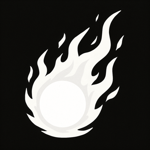 Bola de fuego de color blanco.
In-Game asset.  2d.  High contrast.  No shadows