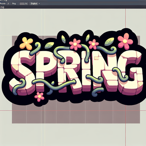 Create a SVG text design in bold cartoon style: "SPRING" in chunky rounded letters with floral accents and vines. Use spring pastels.​​​​​​​​​​​​​​​​.
Single Game Texture. In-Game asset. 2d. Blank background. High contrast. No shadows.
