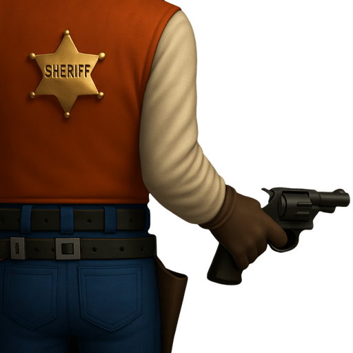 Exactly the same picture with Sherrif holding his gun much lower aiming it straight ahead