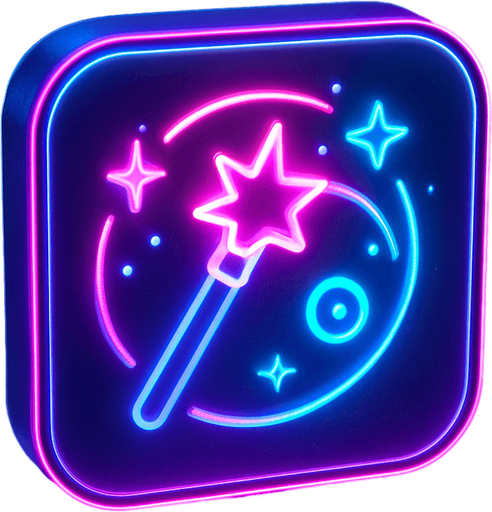 Neon cyberpunk button icon magic spell effect 3d hologram