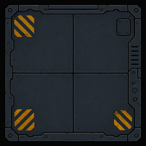 A metal plate working as the ground for a space station.
In-Game asset.  2d.  High contrast.  No shadows