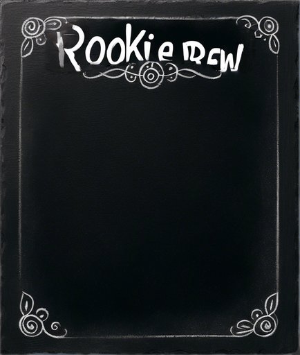 Text "ROOKIE BREW" handwritten in chalk