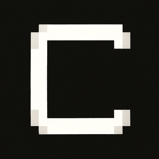 White stylized square bracket. Pixelated. 
In-Game asset.  2d.  High contrast.  No shadows