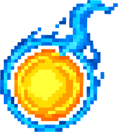 Make this pixel art style and give it a bit of a tail on the top as if it is flying downwards.