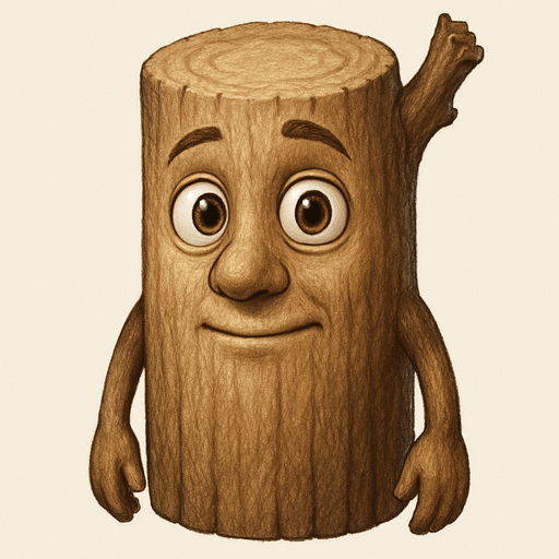 La imagen es una ilustración digital de un personaje animado que parece ser un trozo de madera o un objeto de madera con características humanoides y una expresión amigable pero algo peculiar.

Aquí una descripción detallada:

Cuerpo Principal (Tronco): El cuerpo principal del personaje es un cilindro de madera de color marrón claro, con una textura que sugiere vetas de madera. La parte superior es redondeada, formando la "cabeza".

Ultra Realista

Rostro: La "cabeza" tiene un rostro con rasgos humanos:

Ojos: Dos ojos grandes y redondos, con iris marrones y pupilas negras que miran ligeramente hacia el lado izquierdo del personaje. Tienen un brillo que les da un aspecto vívido.

Cejas: Cejas finas y elevadas, que contribuyen a la expresión de sorpresa o curiosidad.

Nariz: Una nariz pequeña y estilizada que sobre.
In-Game asset.  2d.  High contrast.  No shadows. Ultra Realista. Ultra Realista
