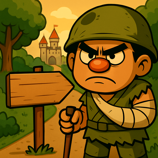 Karakteri sağa yanaştır tam orta kısma bir tahta tabela çiz arkaplana agaçlar bir yol ve yolun sonunda bir kale ciz