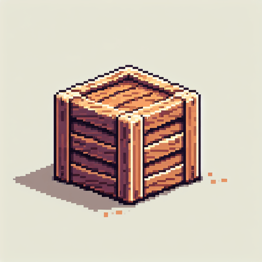 pixel art of a crate, side view . Single Game Texture. In-Game asset. 2d. Blank background. High contrast. No shadows.