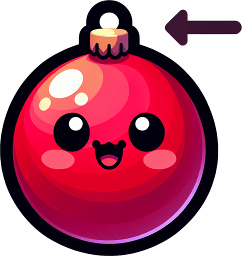 Perfectly circle bright RED Christmas decoration with cute happyy face. Cartoon style. Cute art style. Simple vector style. No Shadows.
Single Game Texture. In-Game asset. 2d. Blank background. High contrast. No shadows.