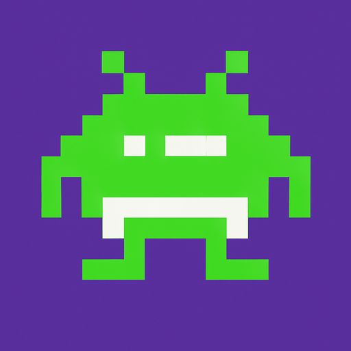 Make me a Spacelnvaders InfinityGene EVO character.
In-Game asset.  2d.  High contrast.  No shadows