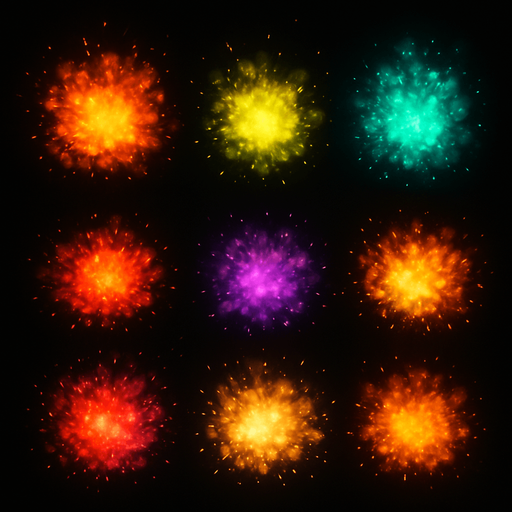 VFX pack of different explosions particles. Different colors. HD colors. ellipse. circle
In-Game asset.  3d.  High contrast.  No shadows