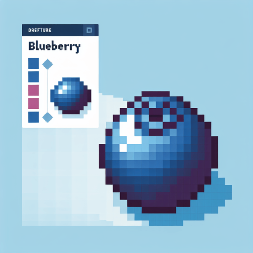 8-bit pixelated isometric blueberry projectile.
Single Game Texture. In-Game asset. 2d. Blank background. High contrast. No shadows.