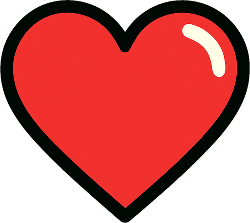 cartoony heart for game hud.
In-Game asset.  2d.  High contrast.  No shadows