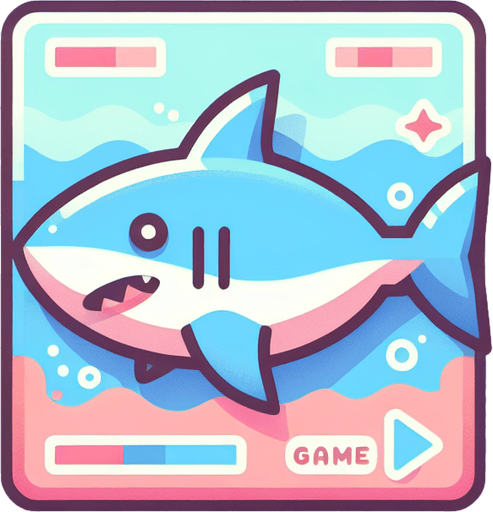 акула, постэльные цвета..
Single Game Texture.  In-Game asset.  2d.  Blank background.  High contrast.  No shadows