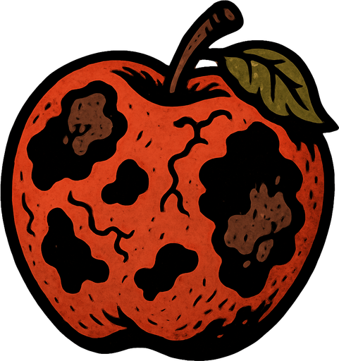 çürük elma.
In-Game asset.  2d.  High contrast.  No shadows