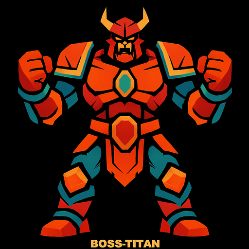 Boss Titan.
In-Game asset.  2d.  High contrast.  No shadows