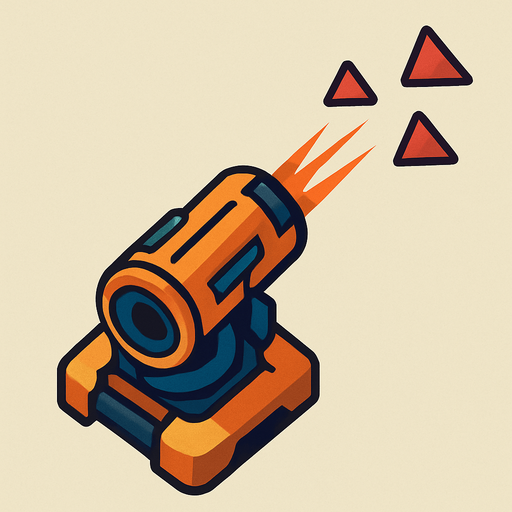 Imagine that a Big laser machine you see from upside. Stands from back to the forward. Tries to hit enemy's..
In-Game asset.  2d.  High contrast.  No shadows