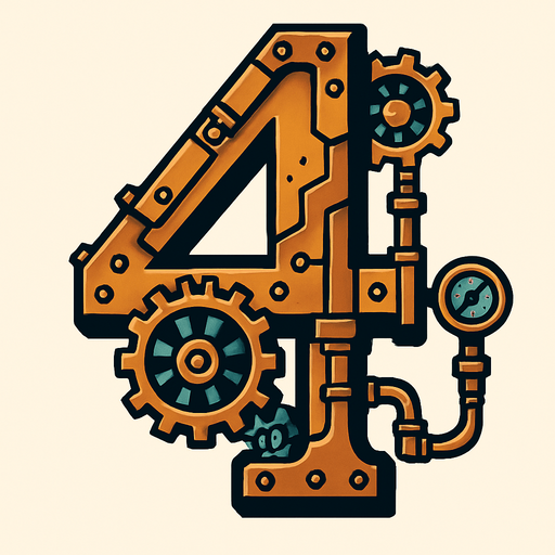 numero 4 en estilo steampunk.
In-Game asset.  2d.  High contrast.  No shadows