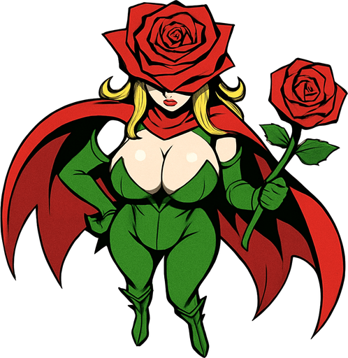 Rosemon, vista desde arriba, calidad y detalles altos, busto grande sexy, cuerpo completo.
In-Game asset.  2d.  High contrast.  No shadows