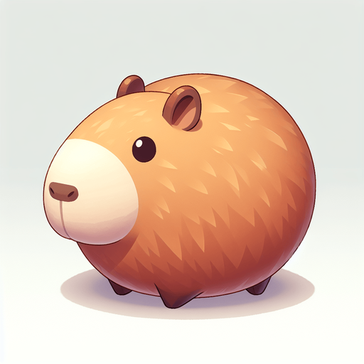 Un capiraba redondo como una pelota.
Single Game Texture.  In-Game asset.  2d.  Blank background.  High contrast.  No shadows