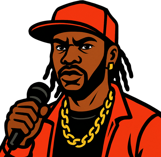 dünyaca ünlü zenci rapçi.
In-Game asset.  2d.  High contrast.  No shadows