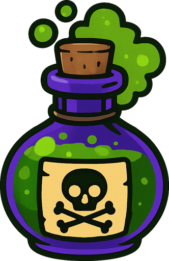 zehirli iksir şişesi.
In-Game asset.  2d.  High contrast.  No shadows