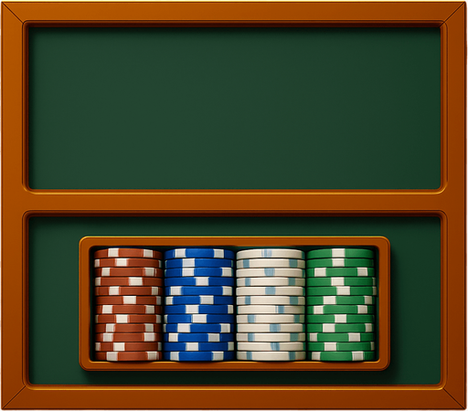 Replace the center of right side bumper for a span with a rack of poker chips seen from overhead.