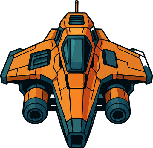 A future spaceship.
In-Game asset.  2d.  High contrast.  No shadows