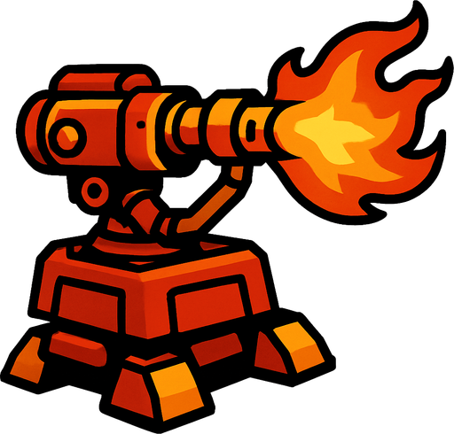 Flame thrower turret.
In-Game asset.  2d.  High contrast.  No shadows