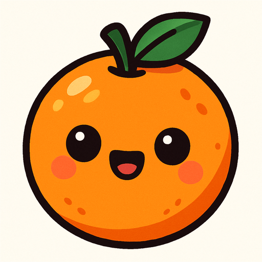 Una naranja cute.
In-Game asset.  2d.  High contrast.  No shadows