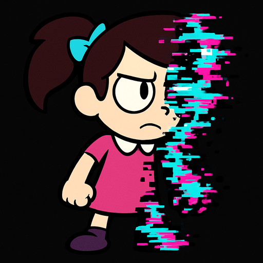 Little pibby glitch.
In-Game asset.  2d.  High contrast.  No shadows