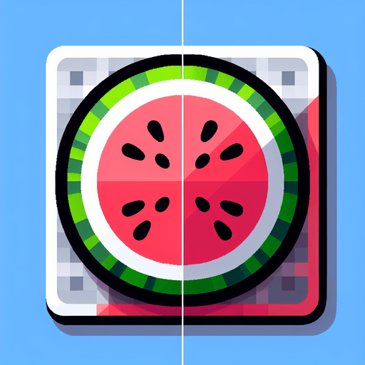 sliced watermelon fruit into two left side one and rightside one.
Single Game Texture.  In-Game asset.  2d.  Blank background.  High contrast.  No shadows