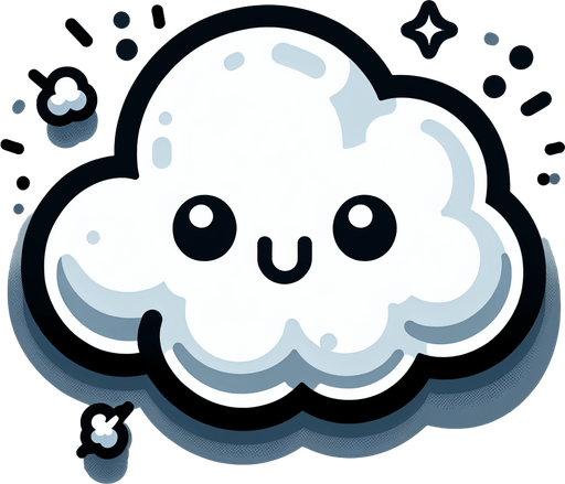 White particle cloud. Cartoon. Bright outline. Single Game Texture. In-Game asset. 2d. Blank background. High contrast. No shadows.