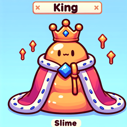 Un slime rey RPG con estilo suave y simple.
Single Game Texture.  In-Game asset.  2d.  Blank background.  High contrast.  No shadows