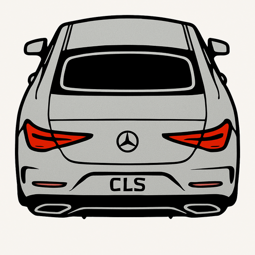 Gri mercedes benz cls arkasi ama yukaridan
In-Game asset.  2d.  High contrast.  No shadows
