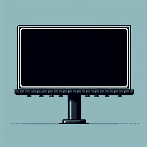 Empty black billboard.
Face view. Retro gaming style.