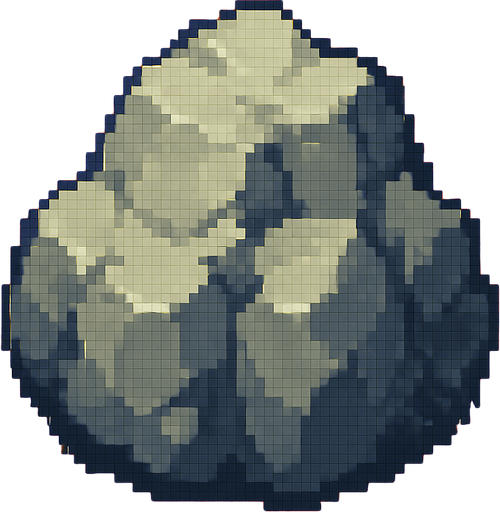 rock, pixelart.
In-Game asset.  2d.  High contrast.  No shadows