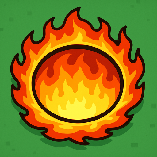 A 2D circular burning effect in Survivor.io style made by HABBY PTE. LTD. (not only the surroundings but also the inside burns)
In-Game asset.  2d.  High contrast.  No shadows