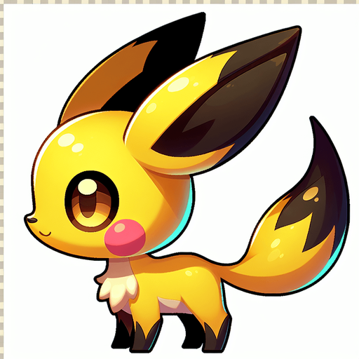 pikachu.
Single Game Texture. In-Game asset. 2d. Blank background. High contrast. No shadows.
