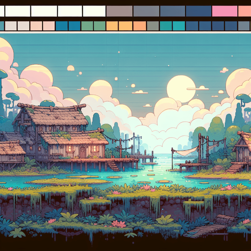 fantasy nice color 2d 16 bit fantasy remote swamp village foh sky
Single Game Texture.  In-Game asset.  2d.  Blank background.  High contrast.  No shadows