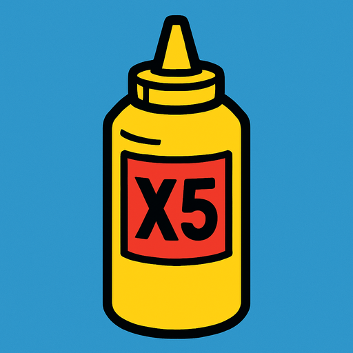 Mustard Bottle, label is x5.
In-Game asset.  2d.  High contrast.  No shadows