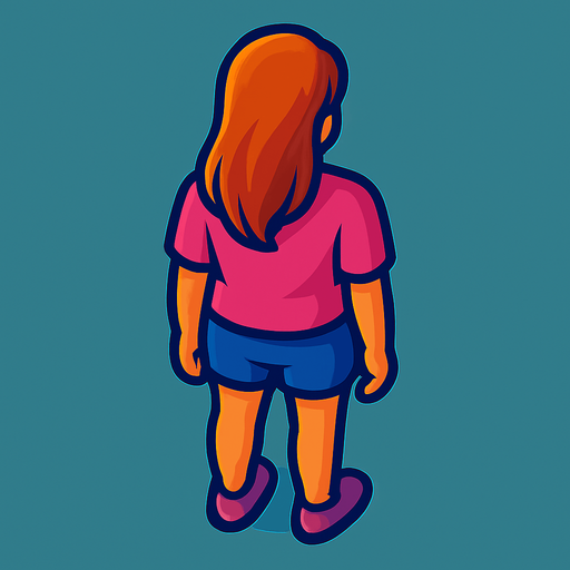 A young woman with long hair and shorts. No hat. Pink shirt.