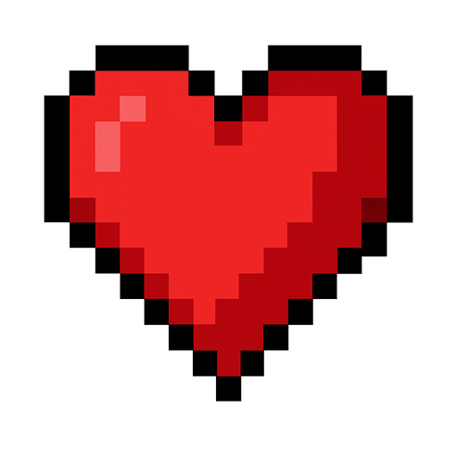 Has un corazón píxel art.
In-Game asset.  2d.  High contrast.  No shadows