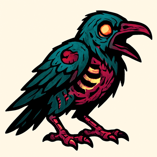 Zombie crow.
In-Game asset.  2d.  High contrast.  No shadows