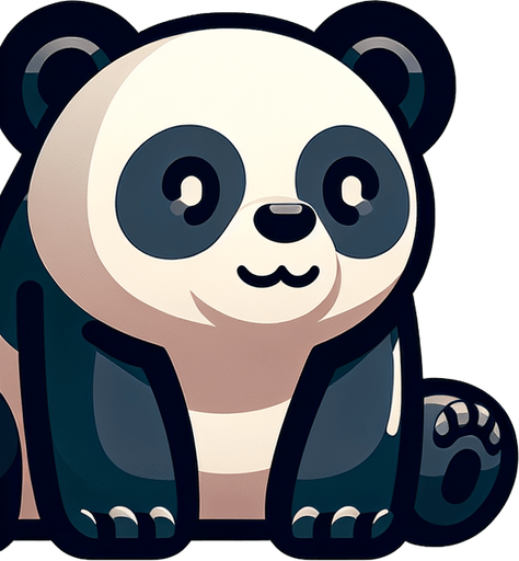 Panda.
Single Game Texture.  In-Game asset.  2d.  Blank background.  No shadows