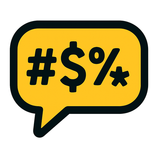 a speech bubble with an icon inside symbolizing that the person is saying some rude words.
In-Game asset.  2d.  High contrast.  No shadows