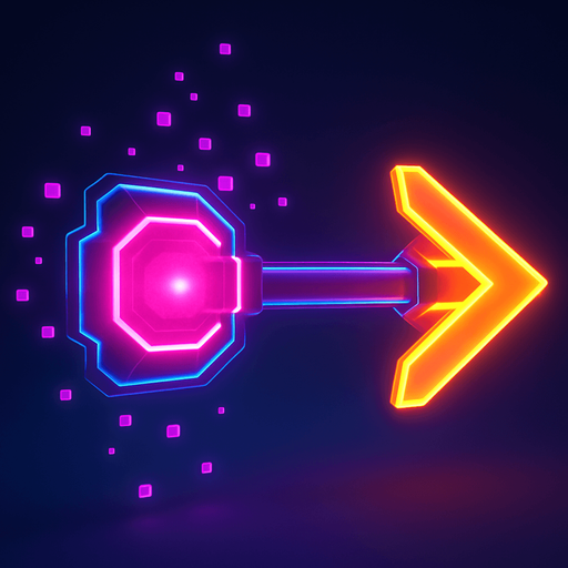 Neon cyberpunk 3d arrow glowing