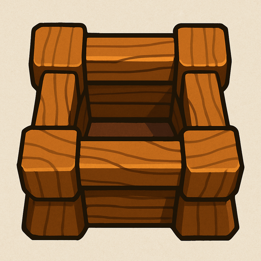 Wooden Tower base like the ones the Cannons in Clash of Clans have.
In-Game asset.  2d.  High contrast.  No shadows. Topdown